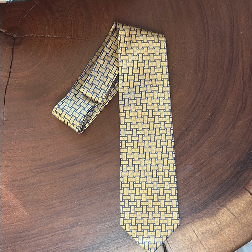 Jos. A. Bank Executive Collection Gold and Navy Geometric Tie